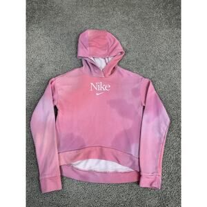 Nike Hoodie Girls XL Pink Tie Dye Fleece Pullover Sweatshirt Logo DV8139-622